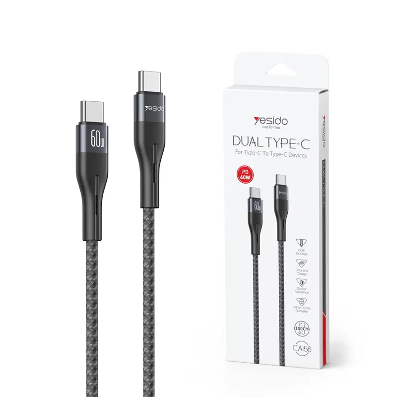 کابل USB-C یسیدو مدل DUAL TYPE-C CA156 60W طول 1 متر