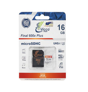 کارت حافظه microSDHC ویکومن مدل A1 V30 600X کلاس 10 استاندارد UHS-I U3 سرعت 90MBps ظرفیت 16 گیگابایت به همراه آداپتور SD